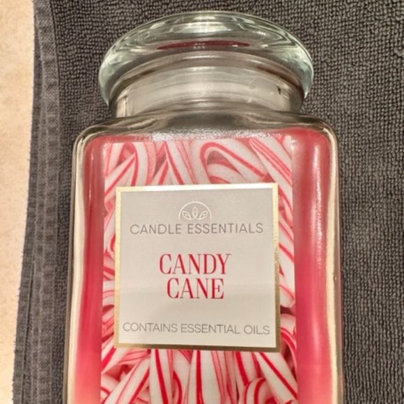 Candle Essentials Other - Candle Essentials Candy Cane Jar Candle LARGE SQUARE 17oz JAR ESSENTIAL OILS!